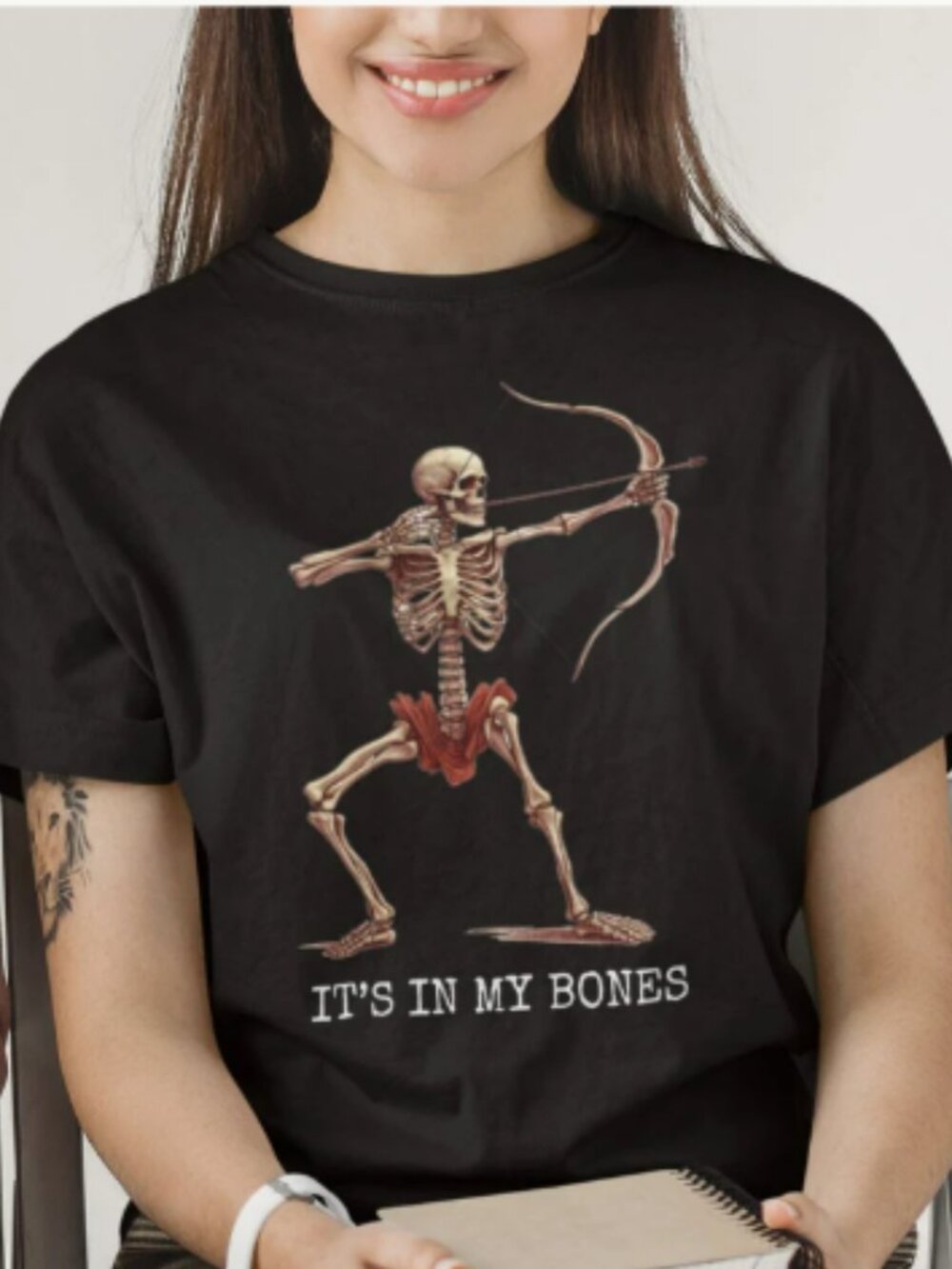 It’s In My Bones Skeleton Cupid Black Unisex Graphic T-Shirt